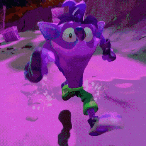 Purple Cartoon Character Running