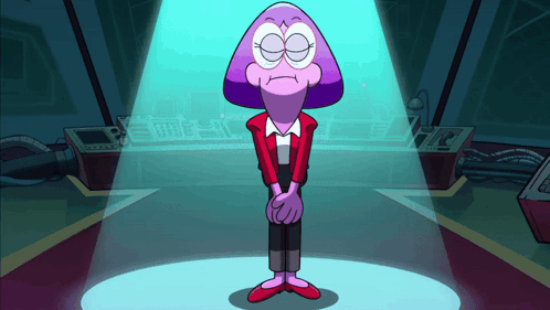 Purple Cartoon Character Standing in Room