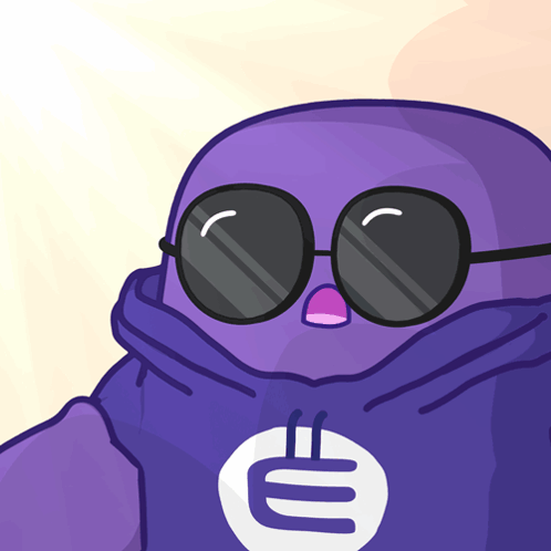Purple Cartoon Character Wearing Sunglasses