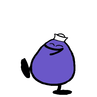 Purple Cartoon Character Wearing White Hat
