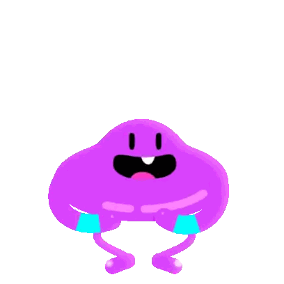 Purple Cartoon Character With Red Hearts