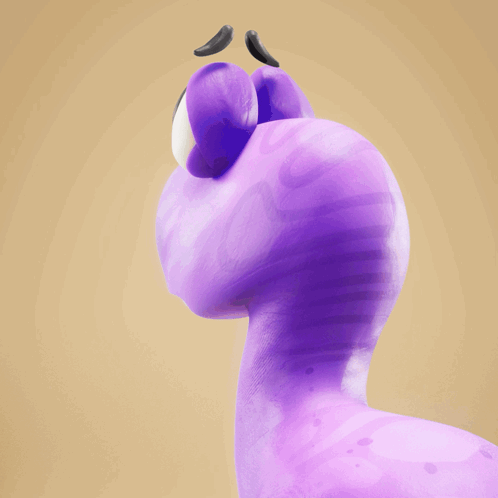 Purple Cartoon Character With White Eyes and Black Mustache