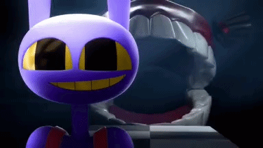 Purple Cartoon Character with Yellow Eyes Before Large Mouth