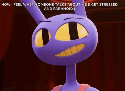 Purple Cartoon Character With Yellow Eyes Paranoid GIF
