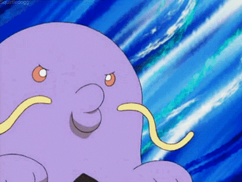Purple Cartoon Character with Yellow Mustache