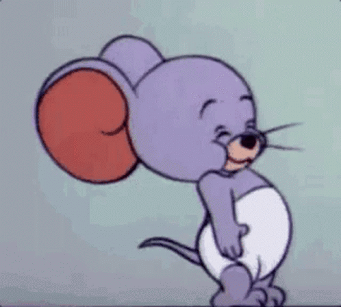 Purple Cartoon Mouse with Red Tail