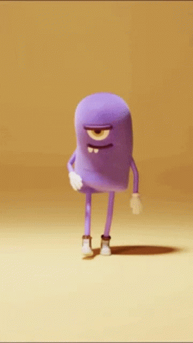 Purple Cartoon Saying Happy Monday