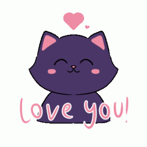 Purple Cat Heart Love You GIF