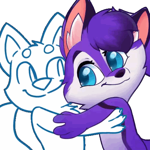 Purple Cat Hugging Another Cat