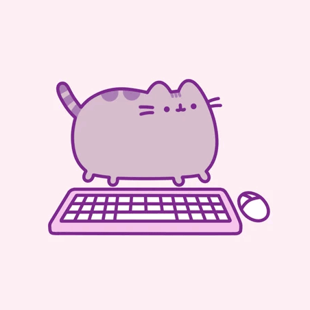 Purple Cat Sitting on Pink Keyboard