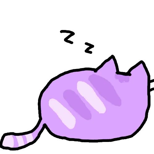Purple Cat Sleeping with N on Head