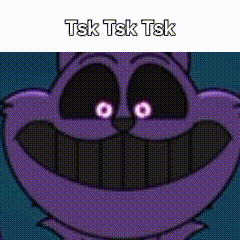Purple Cat With Glowing Eyes Smiling Tsk Tsk Tsk