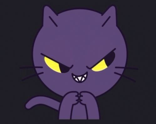 Purple Cat With Yellow Eyes And Teeth GIF