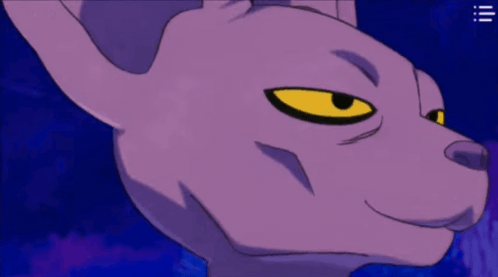 Purple Cat With Yellow Eyes On Purple Background GIF
