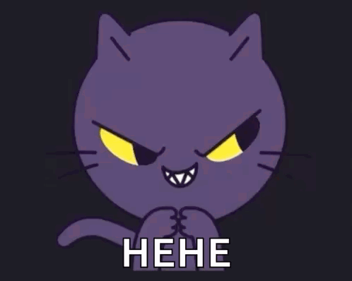 Purple Cat With Yellow Eyes Saying Hene