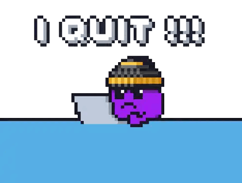Purple Character Holding Bat I Quit