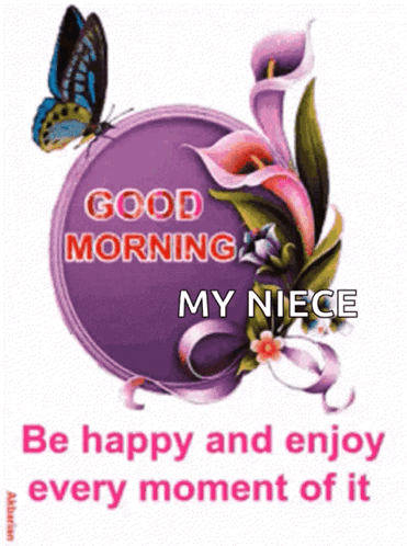 Purple Circle Flowers Butterfly Good Morning My Niece