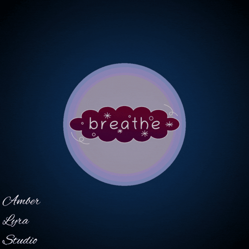Purple Circle With Cloud Saying Breathe GIF
