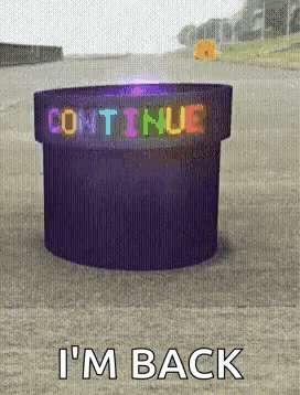Purple Container With Continue