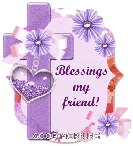 Purple Cross With Flowers Blessings My Friend