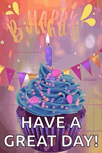 Purple Cupcake Birthday Meme GIF