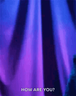 Purple Curtain Saying How Are You