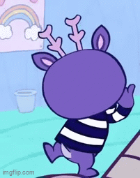 Purple Deer with Antlers and Striped Shirt