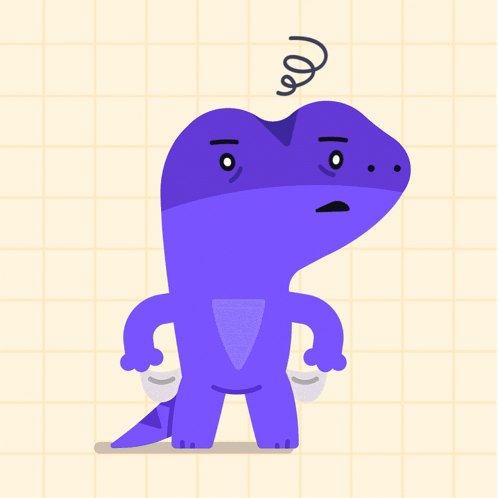 Purple Dinosaur Standing in Front of Red Line