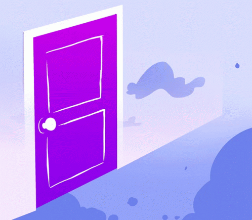 Purple Door Open To Blue Sky GIF