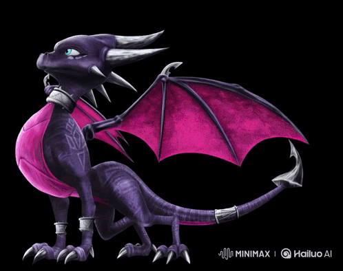Purple Dragon With Blue Eye On Black Background GIF