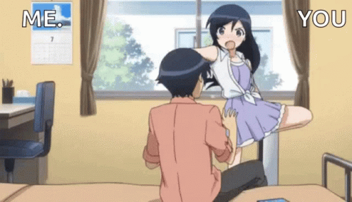 Purple-Dressed Girl Man's Lap Saying Me And You GIF