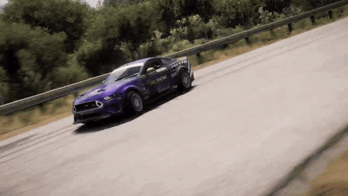 Purple Drift Cars On Countryside GIF