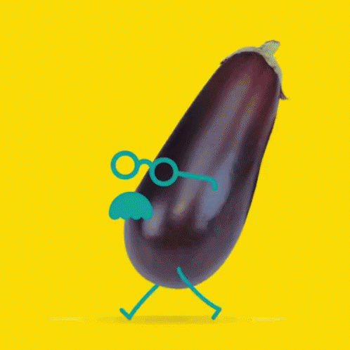 Purple Eggplant and Two Oranges With Faces