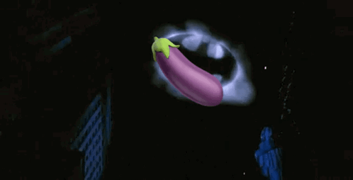 Purple Eggplant Flying Through Space