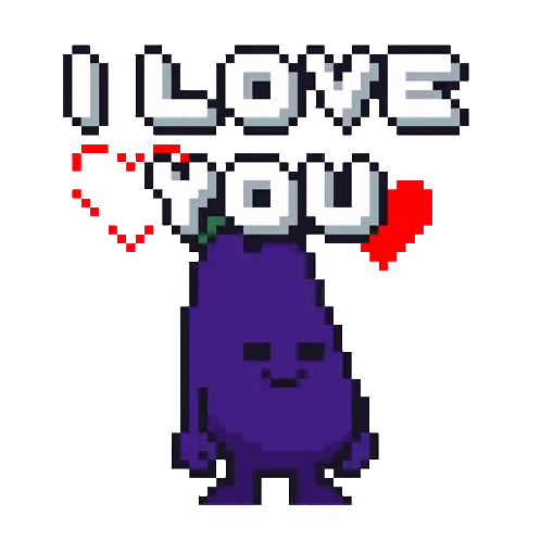 Purple Eggplant Holding Heart Saying I Love You