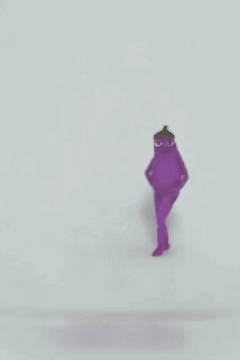 Purple Eggplant with Green Leaf Giving Thumbs Up