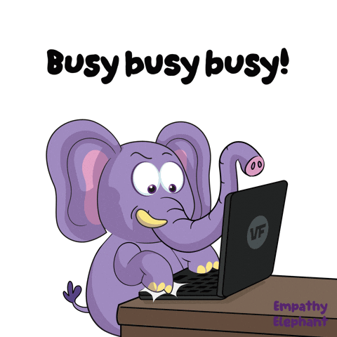 Purple Elephant Using HP Laptop