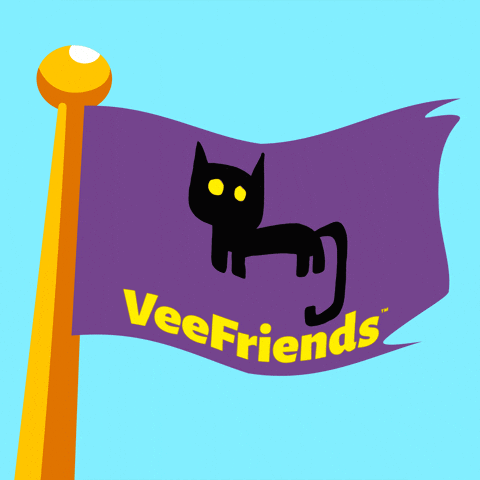 Purple Flag With Black Cat Veefriends