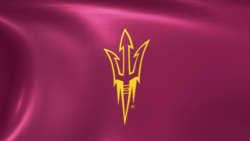 Purple Flag With Gold Trident And Lightning Bolt GIF
