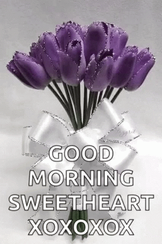 Purple Flower Bouquet with Good Morning