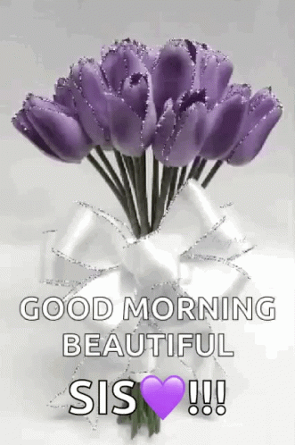 Purple Flower Bouquet with Good Morning Sis