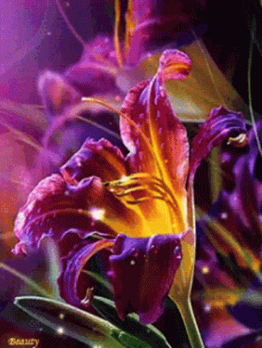 Purple Flower With Yellow Center Close Up
