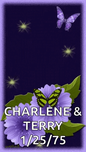 Purple Flowers and Butterflies Charlene and Terry