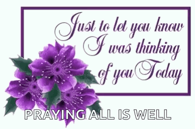 Purple Flowers Card Saying Just To Let You Know I Was Thinking Of You Today GIF