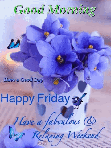 Purple Flowers Good Morning Happy Friday GIF