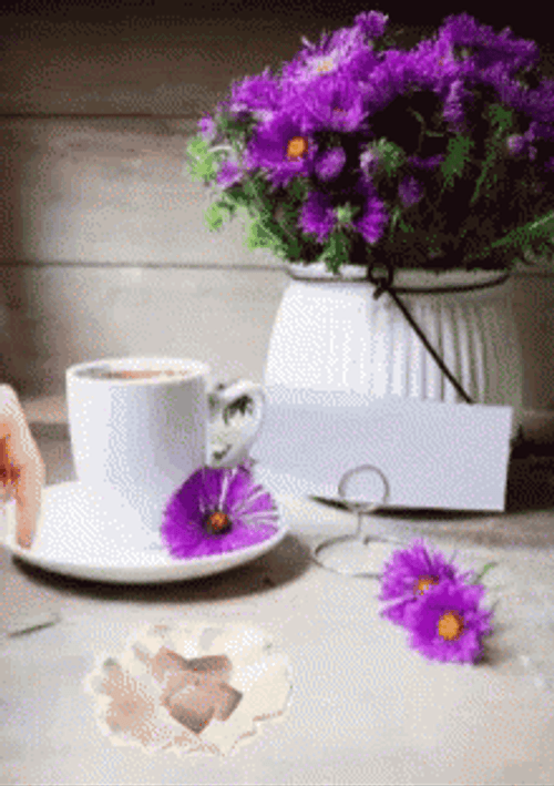 Purple Flowers Happy Good Morning GIF