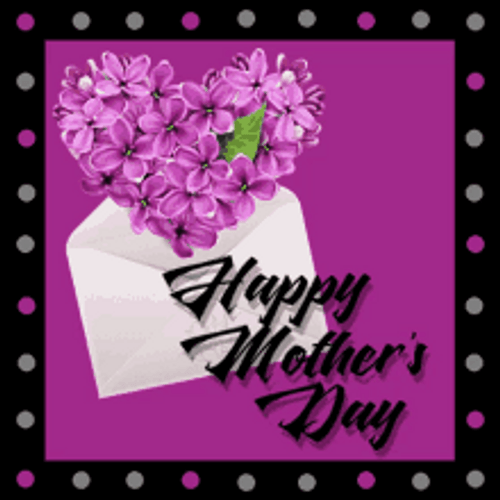 Purple Flowers White Envelope Happy Mothers Day Niece GIF