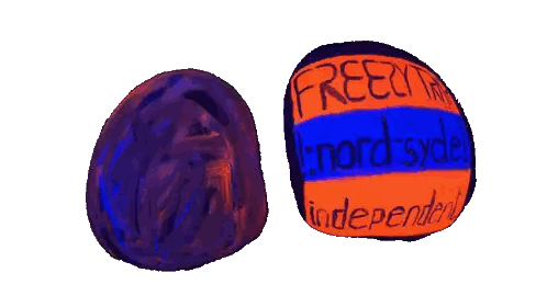 Purple Free Ball Next to Orange Independent Ball