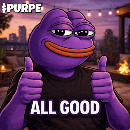 Purple Frog Giving Thumbs Up With Words All Good
