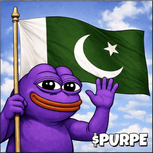 Purple Frog Holding Green And White Flag Saying Purpe GIF